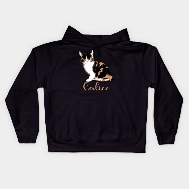 Sweet Calico Cat Art Kids Hoodie by Scarebaby